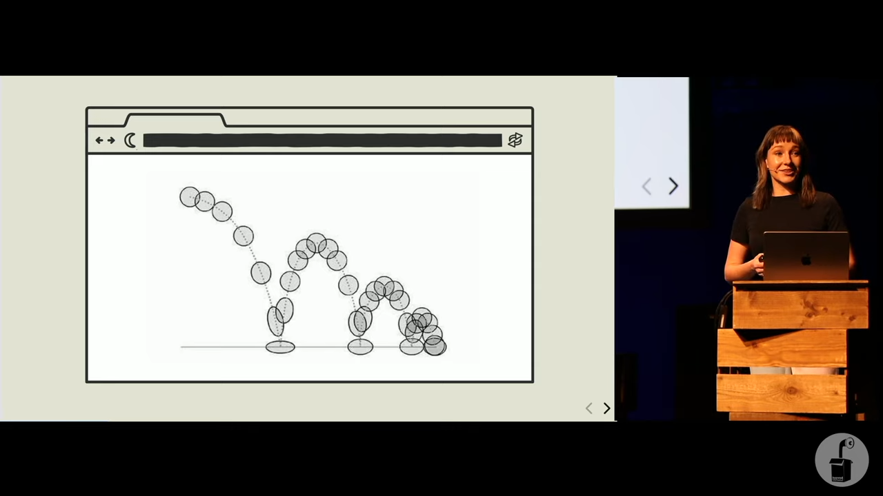Capture d'écran d'une slide montrant les étapes d'animation d'une balle