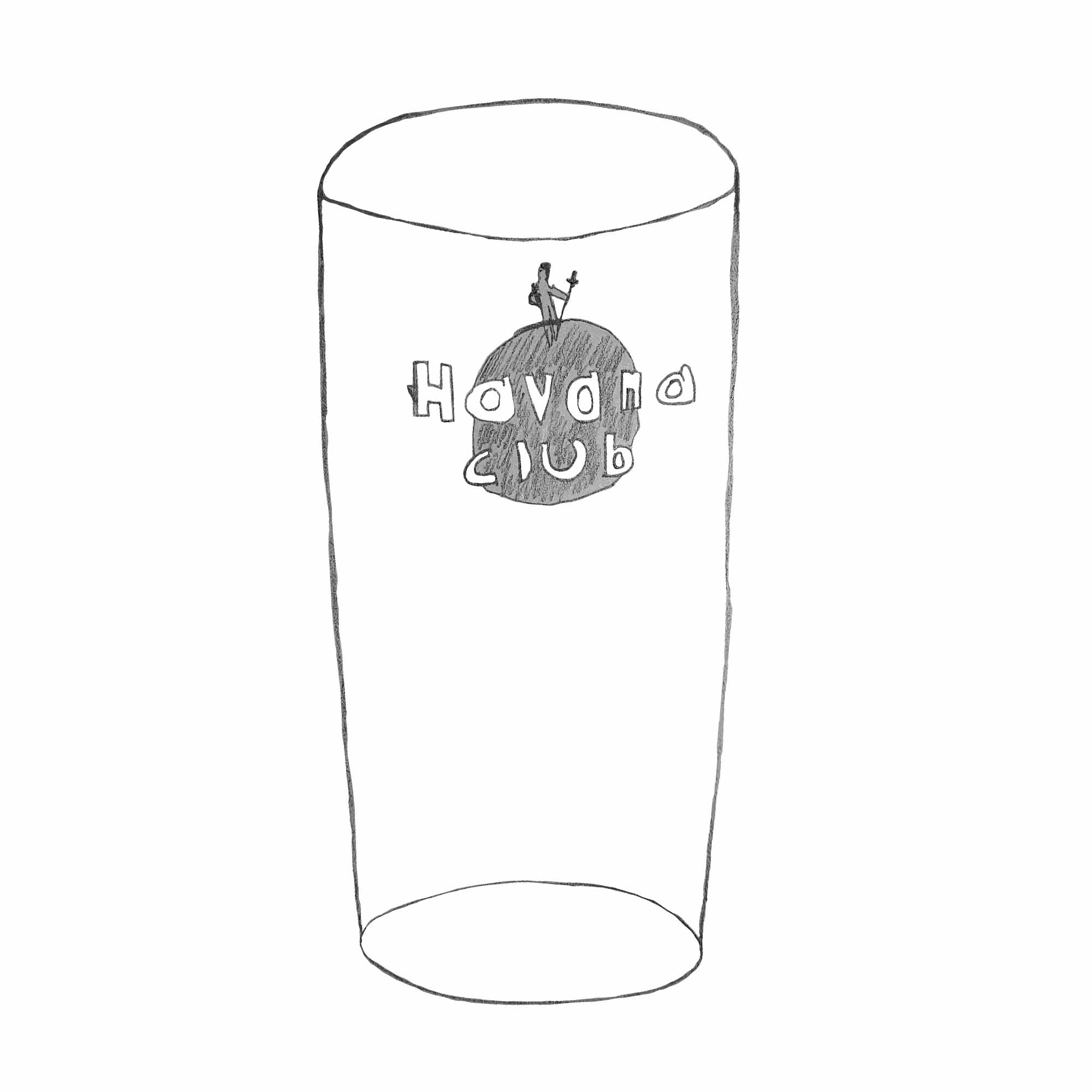 Dessin au crayon d'une éco-cup avec un dessin « Havana club »