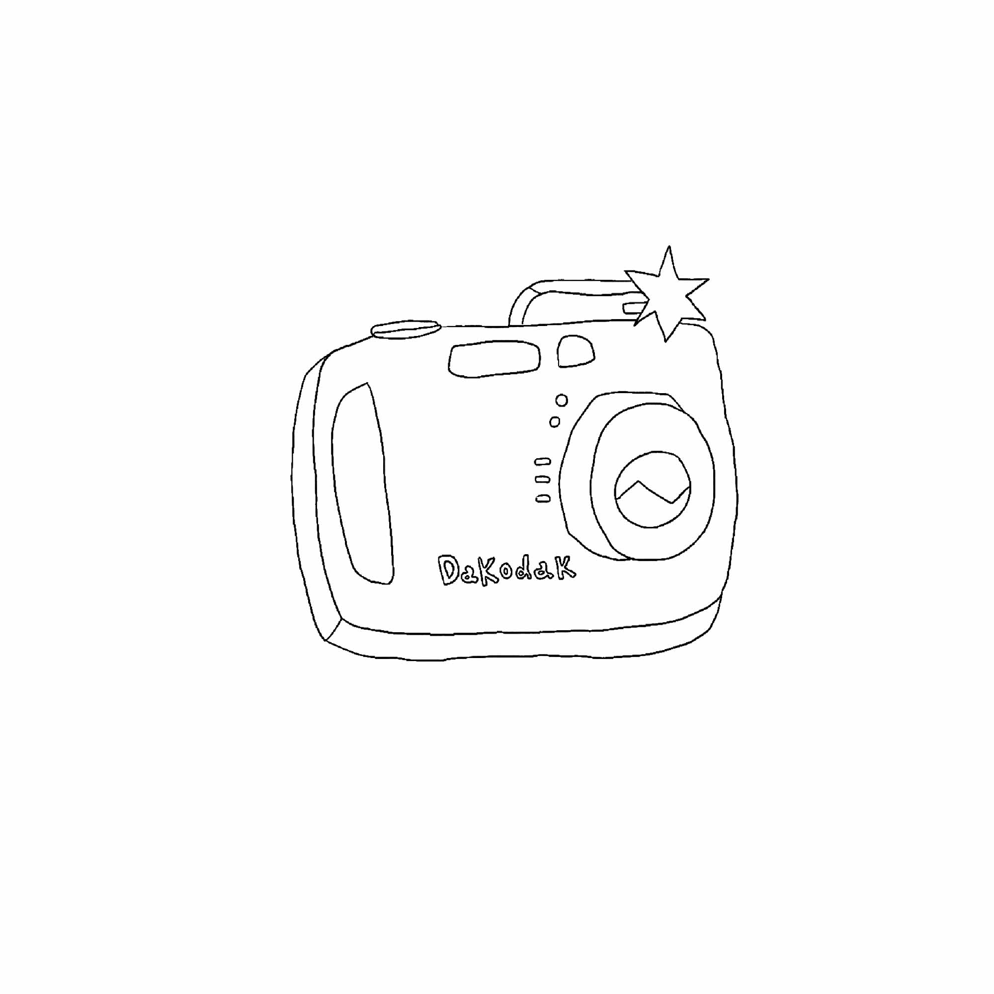 Dessin d'un ancien appareil photo au trait fin
