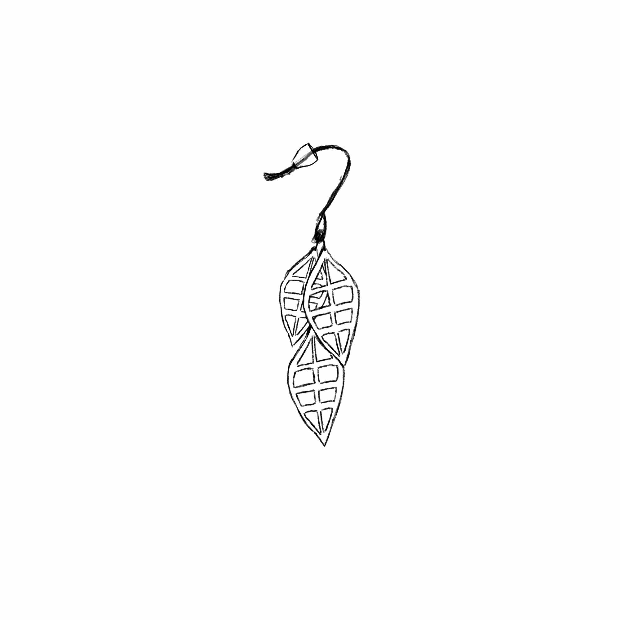 Dessin d'une boucle d'oreille de face au crayon